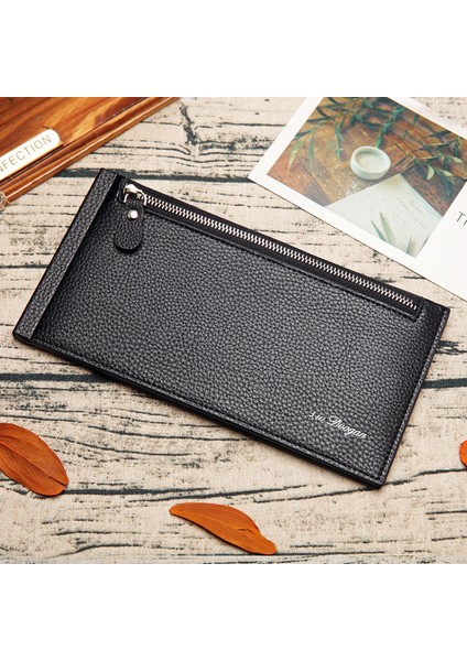 Yeni Erkek Uzun Cüzdan Çok Fonksiyonlu Gençlik Öğrenci Çift Fermuarlı Moda Lychee Desen Kart Sahibinin Fabrika Doğrudan Satış (Yurt Dışından) indirimleri