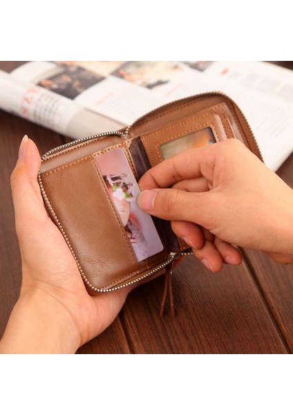 Hengsheng Yeni Erkek Cüzdanı Retro Erkek Yatay Fermuarlı Çanta Kart Çantası Genç Erkek Cüzdanı Bozuk Para Cüzdanı Cüzdan (Yurt Dışından)