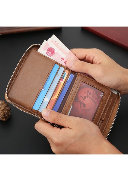 Yeni Erkek Kısa Cüzdan Kore Rahat Retro Fermuar Cüzdan Çok Fonksiyonlu Toka Bayanlar Bozuk Para Cüzdanı (Yurt Dışından) modelleri