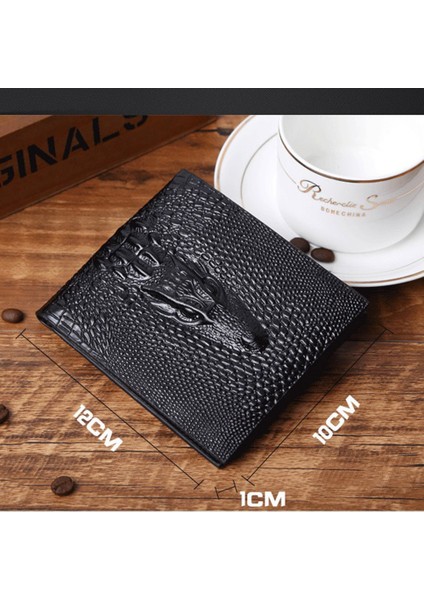 Yfashion Erkekler Klasik Iş Timsah Derisi Desenli Cüzdan Retro Düz Renk Kısa Çanta (Yurt Dışından)