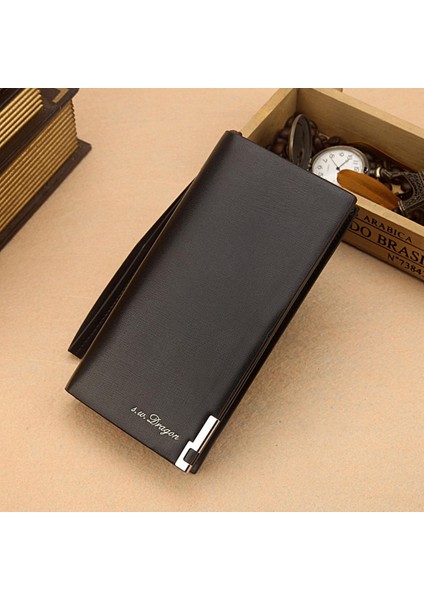 Iş Erkek El Çantası Büyük Kapasiteli Moda Gençlik Düz Renk Uzun Cüzdan Cep Telefonu Çantası Nokta Tek Parça (Yurt Dışından)