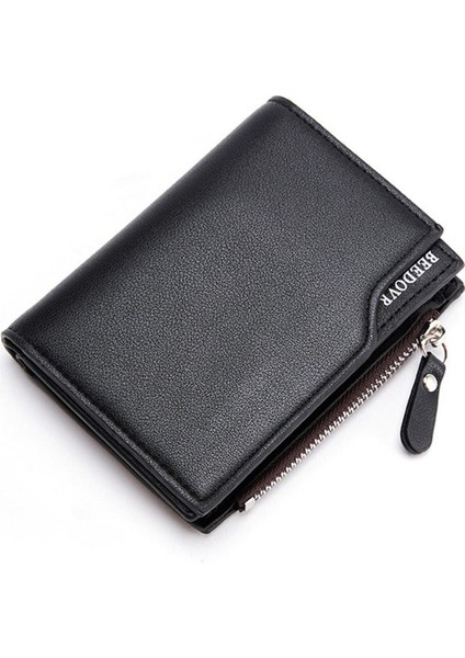 Erkekler Için Cüzdan Kısa Rahat Carteras Iş Katlanabilir Cüzdan Pu Deri Billetera Hombre Lüks Küçük Fermuarlı Para Cebi Çanta (Yurt Dışından)