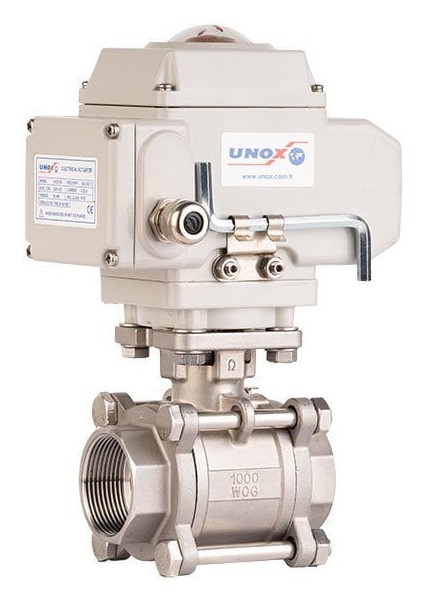 DN15-1/2" 24 V Dc Elektrikli Aktüatörlü Dişli Küresel Vana 3 Parçalı