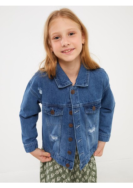 Lcw Kids Yırtık Detaylı Kız Çocuk Jean Ceket