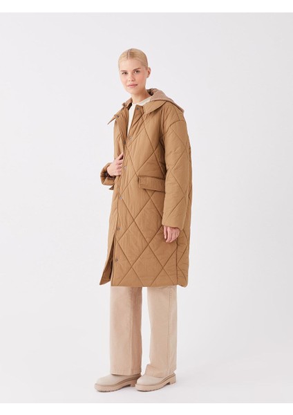 Lcw Modest Kapüşonlu Kapitone Oversize Kadın Mont