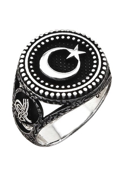 Erkek Yüzük Gümüş 925 Ay Yıldız