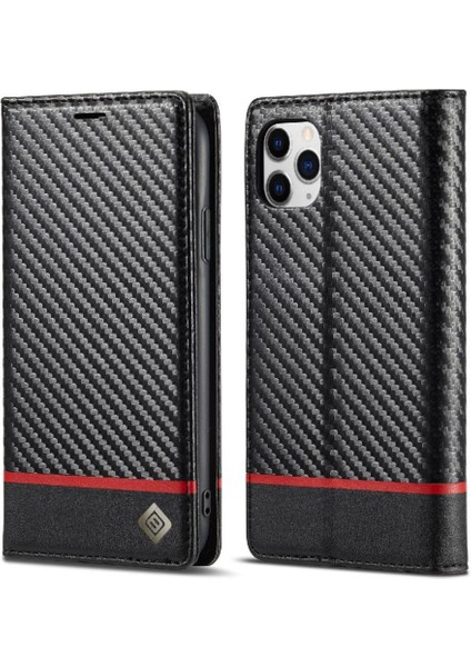Iphone 11 Pro Max Manyetik Karbon Fiber Deri Telefon Kılıfı (Yurt Dışından)