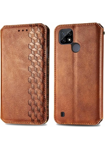 Oppo Realme C21Y Fonksiyonu Deri Moda Telefon Kılıfı (Yurt Dışından)