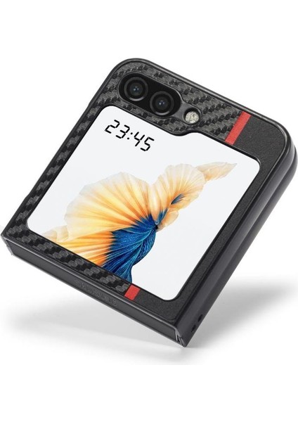 Samsung Galaxy Z Flip5 5g Mikrofiber Astar de Karbon Fiber Telefon Kılıfı (Yurt Dışından)