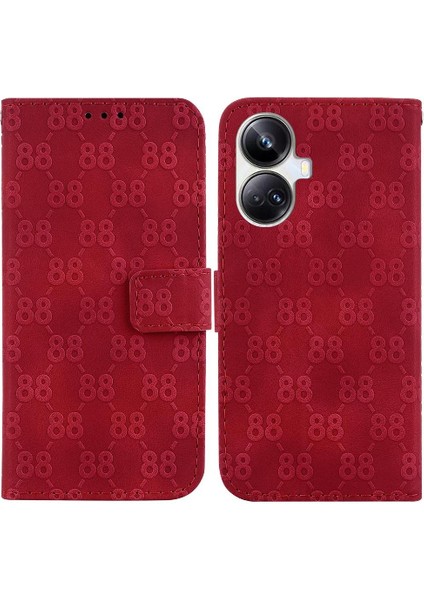 Realme 10 Pro Artı Pu Deri Tutucu Çift 8 Kabartmalı Telefon Kılıfı (Yurt Dışından)