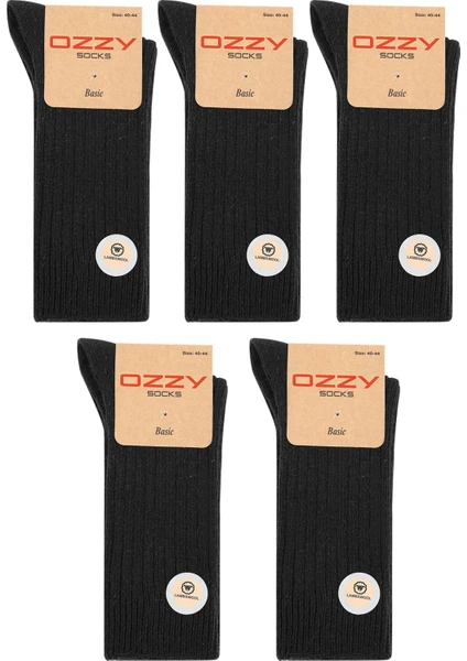 Ozzy Socks 5 Çift Kışlık Siyah Erkek Lambswool Yünlü Uyku Çorabı Soft Touch