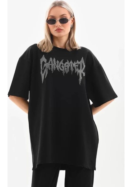 Taşlı T-Shirt ve Eşofman Takımı - Siyah fırsatları