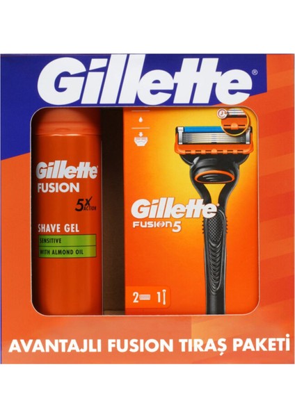 Fusion 5 Tıraş Makinesi + 2 Yedek Tıraş Bıçağı + 200 ml Traş Jeli