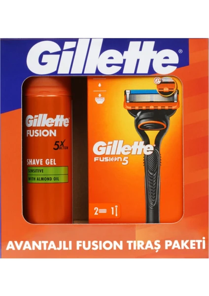 Fusion 5 Tıraş Makinesi + 2 Yedek Tıraş Bıçağı + 200 ml Traş Jeli