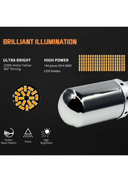 2 Adet Krom 7440 T20 144SMD Amber LED Lamba Ampul Dönüş Sinyali Işık (Yurt Dışından) indirimleri