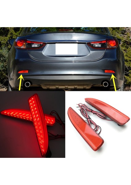 Arka Tampon Reflektörü LED açık kuyruk fren sis lambası araba Mazda 6 için Stil Styling 6 Atenza 2013 2014 2015 2016 Kırmızı (Yurt Dışından) modelleri