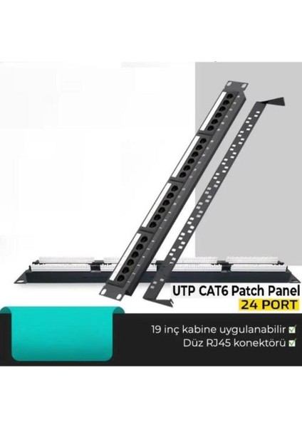 EX-CAT6P24 24 Lü Utp Cat6 Patch Panel