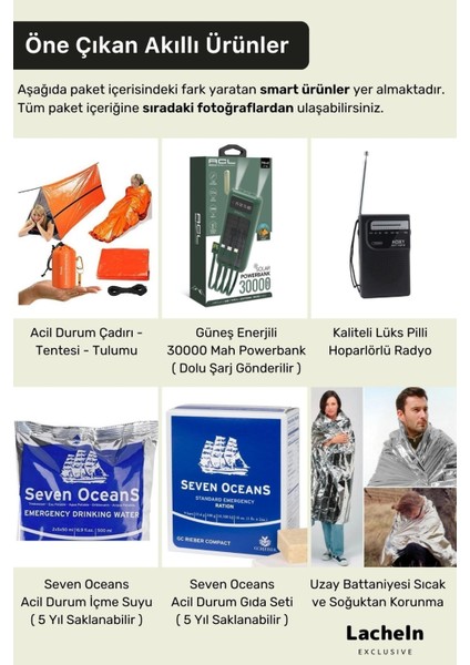 Orijinal Lüks Premium Solar Paket Tam Kapsamlı Hazır Deprem Çantası Ilk Yardım Acil Durum Yaşam Kit