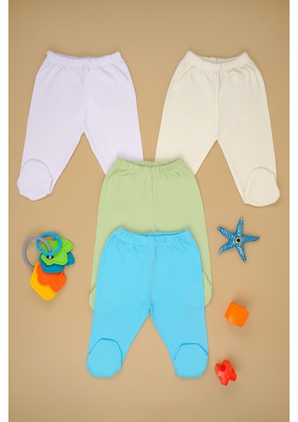 4/'Lü Pamuklu Yumuşak Kız - Erkek Bebek Patikli Alt