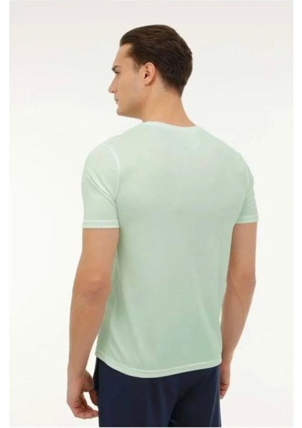 M CT-102 Bsc Neck Bisiklet Yaka Acık Yeşil Erkek T-Shirt