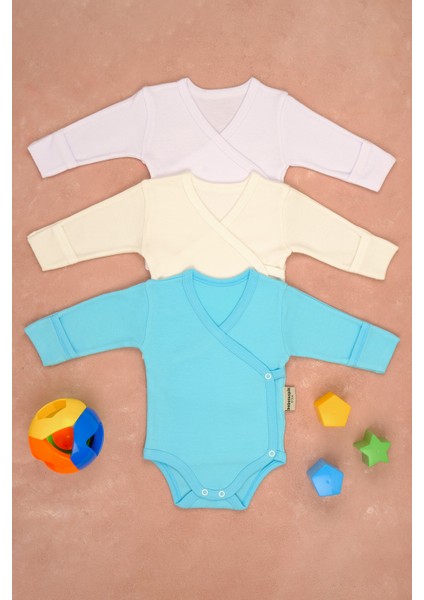 3/'Lü Pamuklu Vyaka Uzun Kollu Çıtçıt Body Zıbın