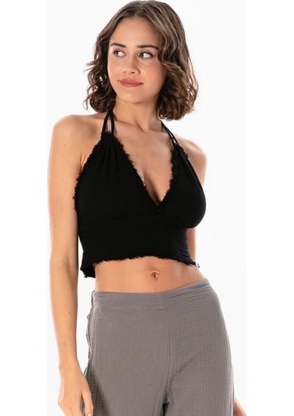 Göcek Bağlama Detaylı Yazlık Müslin Büstiyer Siyah Syh fırsatları