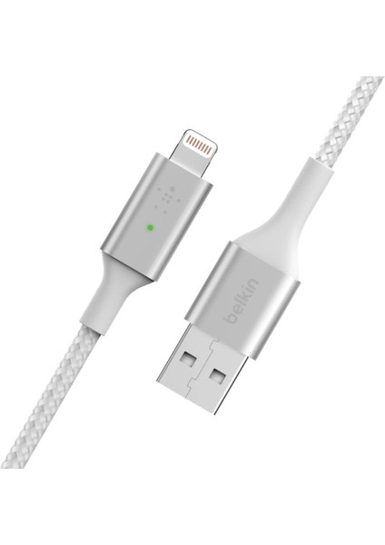 Smart LED Şarj Kablosu USB - Lightning 4 ft/1.2 Metre Beyaz