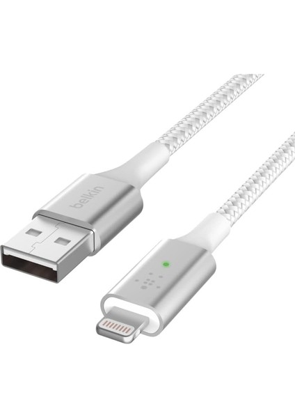 Smart LED Şarj Kablosu USB - Lightning 4 ft/1.2 Metre Beyaz