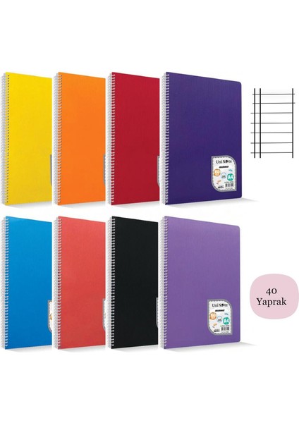 Colormaxi A4 40 Yaprak Plastik Kapak Spiralli Defter Çizgili 4 Adet