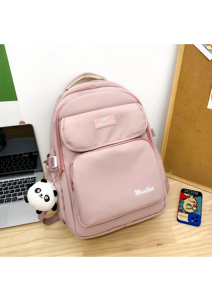 Üniversite Tarzı Sırt Çantası, Üniversite Öğrencisi, Ortaokul Öğrencisi, Lise Öğrencisi Okul Çantası, Kadın Düz Renk Büyük Kapasiteli Sırt Çantası (Yurt Dışından)