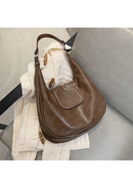 Yüksek Kaliteli Büyük Çanta Kadın Moda Omuz Çantası Sınıfa Gidip Gelirken Yumuşak Deri Tote Çanta Büyük Kapasiteli (Yurt Dışından)