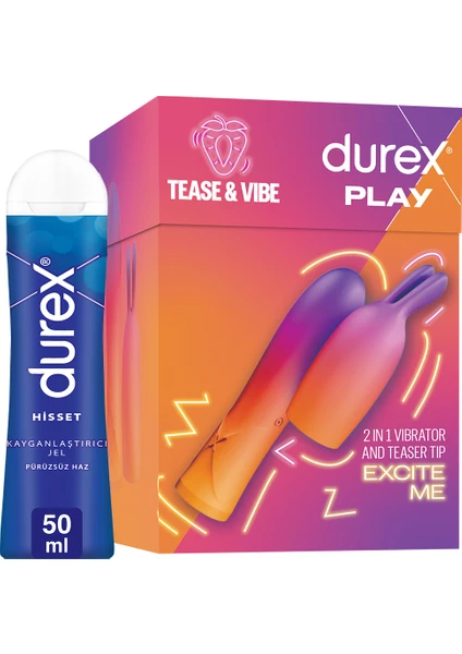 2'si 1 Arada Vibrator ve Uyarıcı Başlık + Durex Hisset Jel 50ML