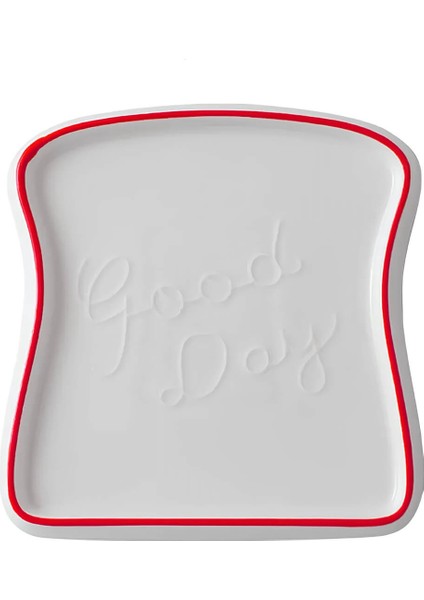 4 Adet Orta Boy Tost ve Kahvaltı Sunum Tabağı Siyah Detaylı HMY-6411 modelleri