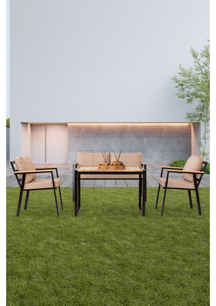 Hanak Metal Bahçe Oturma Grubu Kahve 2+1+1+Sehpa modelleri