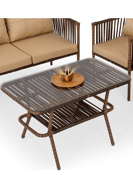 Hilda Alüminyum Bahçe Oturma Grubu Kahve 2+1+1+Sehpa modelleri