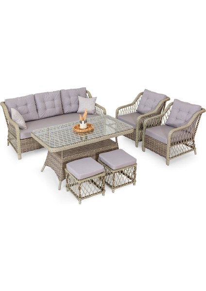 Ilgaz Alüminyum Bahçe Oturma Grubu 3+1+1+Sehpa+2 Puf modelleri