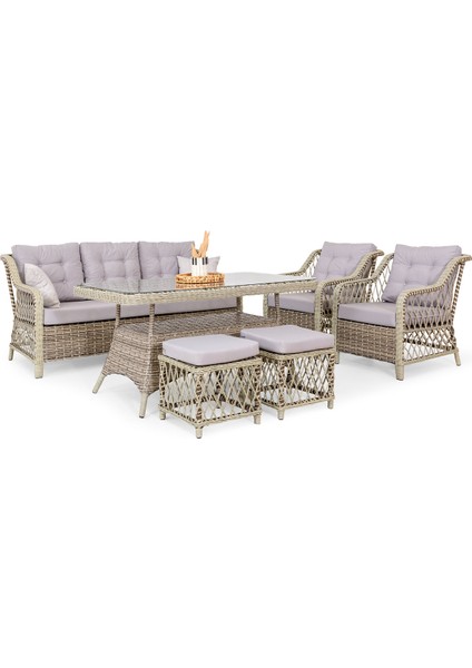 Ilgaz Alüminyum Bahçe Oturma Grubu 3+1+1+Sehpa+2 Puf fırsatları