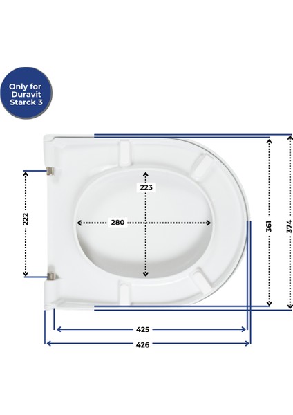 Homebad S3 Premium Softclose / Duravit Starck 3 Uyumlu Klozet Kapağı