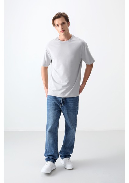 Taş Pamuklu Kalın Yumuşak Dokulu Oversize Fit Basic Erkek T-Shirt - 88377