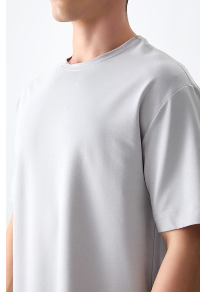 Taş Pamuklu Kalın Yumuşak Dokulu Oversize Fit Basic Erkek T-Shirt - 88377