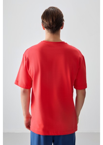Fiesta %100 Pamuk Kalın Yumuşak Dokulu Oversize Fit Baskılı Erkek T-Shirt - 88358 indirimleri