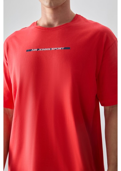 Fiesta %100 Pamuk Kalın Yumuşak Dokulu Oversize Fit Baskılı Erkek T-Shirt - 88358