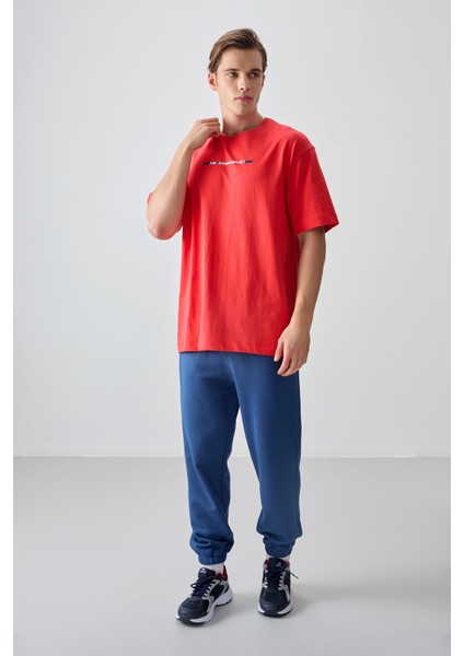 Fiesta %100 Pamuk Kalın Yumuşak Dokulu Oversize Fit Baskılı Erkek T-Shirt - 88358
