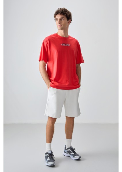 Fiesta %100 Pamuk Kalın Yumuşak Dokulu Oversize Fit Baskılı Erkek T-Shirt - 88356