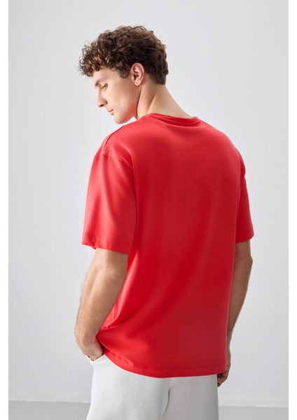 Fiesta %100 Pamuk Kalın Yumuşak Dokulu Oversize Fit Baskılı Erkek T-Shirt - 88356
