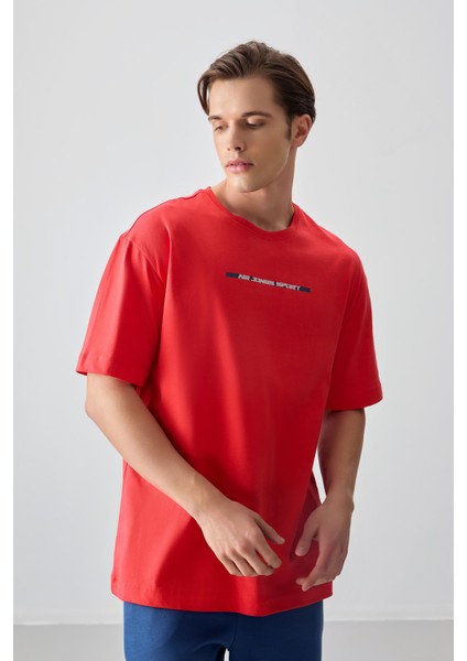 Fiesta %100 Pamuk Kalın Yumuşak Dokulu Oversize Fit Baskılı Erkek T-Shirt - 88358