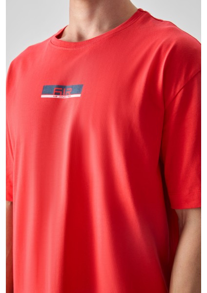 Fiesta %100 Pamuk Kalın Yumuşak Dokulu Oversize Fit Baskılı Erkek T-Shirt - 88359