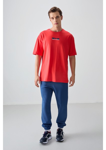 Fiesta %100 Pamuk Kalın Yumuşak Dokulu Oversize Fit Baskılı Erkek T-Shirt - 88359