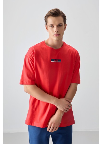 Fiesta %100 Pamuk Kalın Yumuşak Dokulu Oversize Fit Baskılı Erkek T-Shirt - 88359