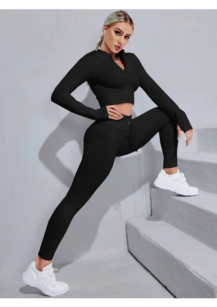Yumuşak Fitilli Spor 2'Li Tayt Takım